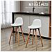 Set 2 Sgabelli da Bar Stile Nordico con Schienale, Cuscino e Poggiapiedi, Legno e Plastica, Bianco - Foto miniatura 3