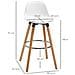 Set 2 Sgabelli da Bar Stile Nordico con Schienale, Cuscino e Poggiapiedi, Legno e Plastica, Bianco - Foto miniatura 4