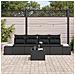 Set Divano Giardino 5 Pezzi Con Cuscini Nero Polyrattan - Foto miniatura 3