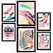 Set Di 6 Stampe Arte Delle Celebrità 1 In Animali Astratti Dipinti Decorativi Estetici Per Il Tuo Soggiorno, Camera Da Letto, Casa A3 & A4 Cornice Nera - Foto miniatura 1