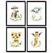 Set Di 4 Stampe Fogli Con Illustrazioni Di Animali. Poster Con Immagini Per Bambini Di Animali. Giraffa Hipopotamo Uricatas E Leon .. Senza Cornice A3 - Foto miniatura 1