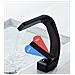 Rubinetto per lavabo da bagno, Blackswan, tipo M203, modello nero con bocca a cascata, misura 15 cm - Foto miniatura 4