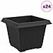 Vaso quadrato per fiori 24 pcs Nero 23 x 23 x 17,5 cm Plastica - Foto miniatura 1