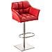 Sgabello Alto Regolabile Damaso in Similpelle I Sgabello Bancone con Braccioli E Schienale Imbottiti E Poggiapiedi, H 58-83 CM Rosso Acciaio Inox - Foto miniatura 1