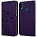 Custodia Compatibile Con Huawei Y9 2019 In Lilla Scuro Fiore - Coperchio Protettivo In Design Floreale Con Chiusura Magnetica, Funzione Stand E Slot Per Carte - Foto miniatura 8