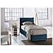 Letto Singolo Rossella, Letto Contenitore Con Rivestimento In Tessuto, 100% Made In Italy, Apertura Frontale, Con Materasso Cm 80x200 Incluso, Blu - Foto miniatura 1