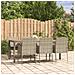 Set da Pranzo da Giardino 7 pz con Cuscini in Polyrattan Grigio - Foto miniatura 4
