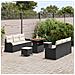 Set di Divani da Giardino 9 pezzi con cuscini Nero Polyrattan Acacia, Divano da Giardino 2 Posti con Cuscini Nero Polyrattan, Set di Pranzo Giardino 3 Pezzi con Cuscini Nero Polyrattan Acacia - Foto miniatura 3