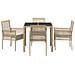 Set da Pranzo da Giardino a 5 Pezzi con Cuscini Beige in Polyrattan - Foto miniatura 7