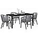 Set da Pranzo per Giardino 5 pcs Grigio Poly Rattan - Foto miniatura 3