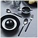 Hive Set 24 posate satinate in acciaio inox con manico nero - Servizio per 6 Persone - forchetta, coltello, cucchiaio e cucchiaino - Design elegante per tavole raffinate - Foto miniatura 5