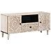 Mobile TV Bianco 105 x 33,5 x 46 cm Legno di mango massello - Foto miniatura 1