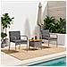 Set Bistro da Giardino con cuscino 3 pcs Grigio polyrattan - Foto miniatura 3