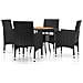 Set Da Pranzo Per Giardino 5 Pz In Polyrattan Nero - Foto miniatura 1