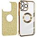 Cover Per Iphone 13 Pro Max Glitter Amovibile Silicone Gel Protecam Spark Oro - Foto miniatura 2