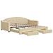 Divano Letto Estraibile Con Cassetti Crema 100x200cm In Tessuto - Foto miniatura 1