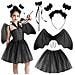 Costume Da Pipistrello Per Bambina - Set Completo Per Halloween - Nero 4 Pezzi - Foto miniatura 1