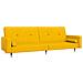 Divano Letto A 2 Posti Con 2 Cuscini Giallo In Velluto - Foto miniatura 1