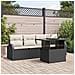 Set Divano Giardino 5 Pezzi con Cuscini Nero Polyrattan, Divano Giardino 2 Posti con Ripostiglio e Cuscini Nero Polyrattan - Foto miniatura 2