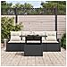 Set Divano Giardino 5 Pezzi con Cuscini Nero Polyrattan, Divano Giardino 2 Posti con Ripostiglio e Cuscini Nero Polyrattan - Foto miniatura 3