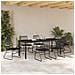 Set da pranzo da giardino 7 pezzi nero rattan PVC - Foto miniatura 4