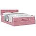 Struttura Letto Pouf con Materasso Rosa 140x190 cm in Velluto - Foto miniatura 5