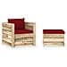 Set Divani da Giardino con Cuscini 2 pz Legno Impregnato Verde - Foto miniatura 1