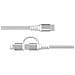 Cavo Rinforzato 2 In 1 Da Usb-c/lightning Mfi A Usb-c 3a Pd 60w 1,2 M, Bianco - Foto miniatura 1