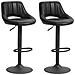 Set da 2 Sgabelli da Bar con Altezza Regolabile, Poggiapiedi e Seduta Girevole in Finta Pelle, Nero - Foto miniatura 1