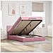 Struttura Letto Pouf con Materasso Rosa 140x190 cm in Velluto - Foto miniatura 2