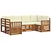 Set divani 6 pcs Naturale e Crema Legno di Acacia Massello - Foto miniatura 1
