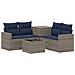 Set di divani 6 pz Grigio e Blu Navy Rattan sintetico e Acciaio - Foto miniatura 1