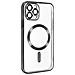 Cover Magsafe Per Iphone 12 Pro Silicone Protezione Camera Bordo Cromato Nero - Foto miniatura 3