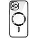 Cover Magsafe Per Iphone 12 Pro Silicone Protezione Camera Bordo Cromato Nero - Foto miniatura 1