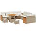 Set di Divani da Giardino in 13 Pezzi con Cuscini in Polyrattan Beige e Acacia, Divano da Giardino in 2 Pezzi con Cuscini in Polyrattan Beige, Set da Pranzo da Giardino in 3 Pezzi con Cuscini in Polyrattan Beige e Acacia - Foto miniatura 1