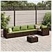 Set Divani da Giardino 7 pz con Cuscini in Polyrattan Marrone - Foto miniatura 2