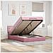 Struttura Letto Pouf con Materasso Rosa 140x190 cm in Velluto - Foto miniatura 2