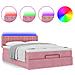 Struttura Letto Pouf con Materasso Rosa 140x190 cm in Velluto - Foto miniatura 5