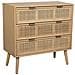 Cassettiera In Mdf E Rattan, 3 Cassetti, Marrone, 75x35x78 - Foto miniatura 1