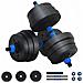 Set Manubri e Bilanciere 2-in-1 30kg Nero e Blu - Foto miniatura 1