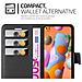 Custodia Compatibile Con Samsung Galaxy A11 In Nero Carbone - Coperchio Protettiva Con Chiusura Magnetica, Funzione Stand E Tasca Per Le Carte - Foto miniatura 3