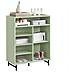 Credenza Con Anta Scorrevole In Vetro, Cassettiera, Mobile Da Cucina, Scarpiera Da Ingresso, Verde, 70x33x90cm Fsb61-gr - Foto miniatura 1
