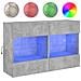 Mobile Tv A Parete Con Luci Led Grigio Cemento 98,5x30x60,5 Cm - Foto miniatura 2