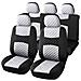 A20 Coprisedili Per Auto Universali, Tessuto Poliestere Trapuntato, Set Fodere Protezione Sedili Anteriori E Posteriori, Con Zip, Bianco /nero - Foto miniatura 1