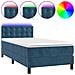Letto A Molle Con Materasso E Led Blu Scuro 90x200cm In Velluto - Foto miniatura 1