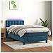 Letto A Molle Con Materasso E Led Blu Scuro 90x200cm In Velluto - Foto miniatura 8