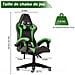 Game Chair - Sedia Da Ufficio Girevole Regolabile Del Gioco Da Corsa - Con Cuscino E Schienale Reclinabile, Nero E Verde - Foto miniatura 5