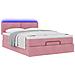 Struttura Letto Pouf con Materasso Rosa 140x190 cm in Velluto - Foto miniatura 3