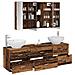 Set di mobili per il bagno 4 pcs Legno antico - Foto miniatura 3