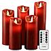 Batteria Candele 5.5 6 6.5 7 8 Set Su 5 Cera Reale Non Di Plastica Pilastri Sono Realistica Danza Led Flames E 10-key Telecomando Con 2468 Ore Funzione Timer 200 Ore - (5x1 Rosso) - Foto miniatura 1